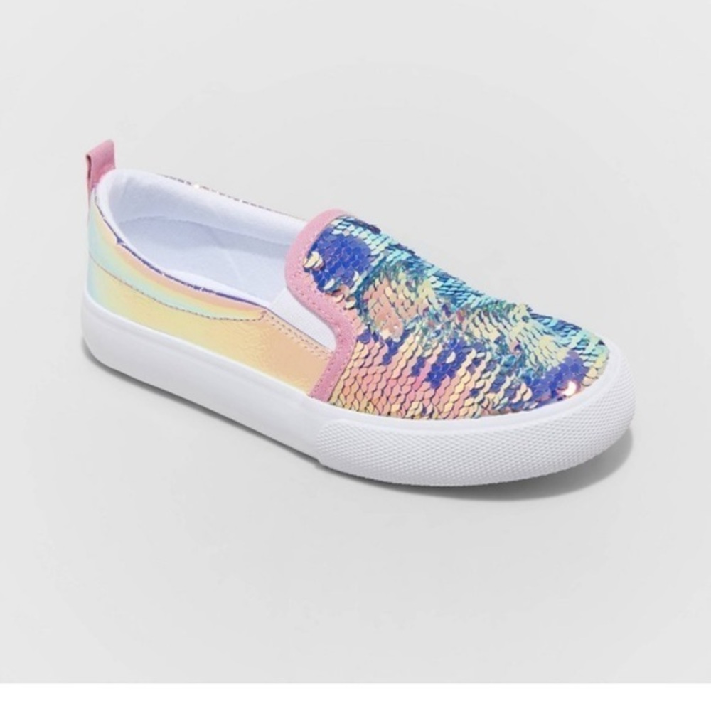 Girls aliki Flip sequins slip on sneakers size 5
